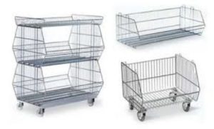 Set 4 Cesti In Metallo Impilabili Con Manici E Targhette - Organizer Per Dispensa, Frutta E Verdura, Snack E Giocattoli - 5